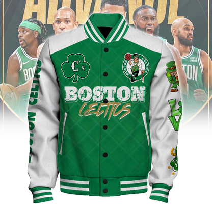 Boston Celtics Happy Saint Patrick's Day Basketball Team Varsity Jacket V6