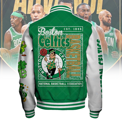 Boston Celtics Happy Saint Patrick's Day Basketball Team Varsity Jacket V6
