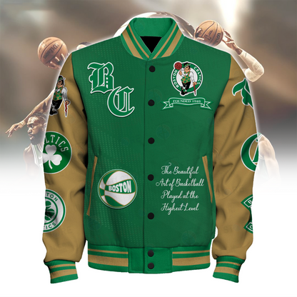 Boston Celtics National Basketball Asscociation Print Varsity Jacket V10