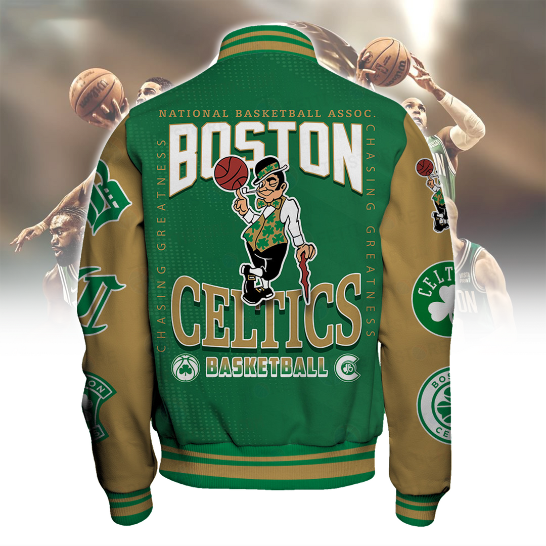 Boston Celtics National Basketball Asscociation Print Varsity Jacket V10