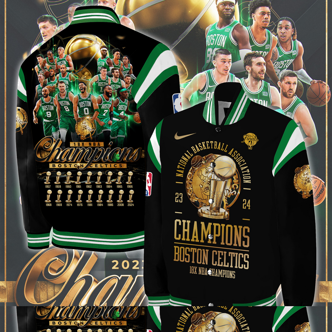 NBA Boston Celtics 2024 Champions 18 Time  3D VARSITY JACKET