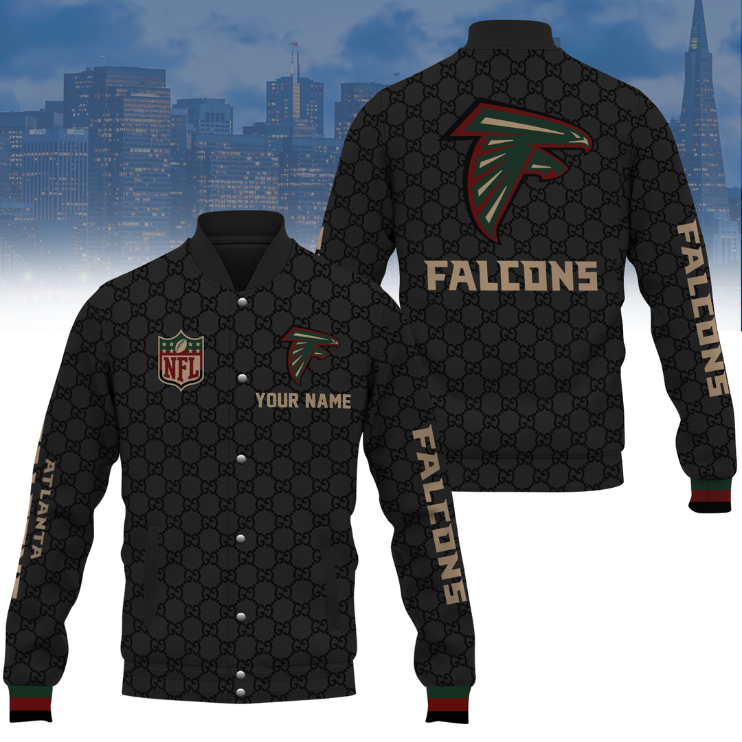 Custom Name Atlanta Falcons Mens Varsity Jacket Black