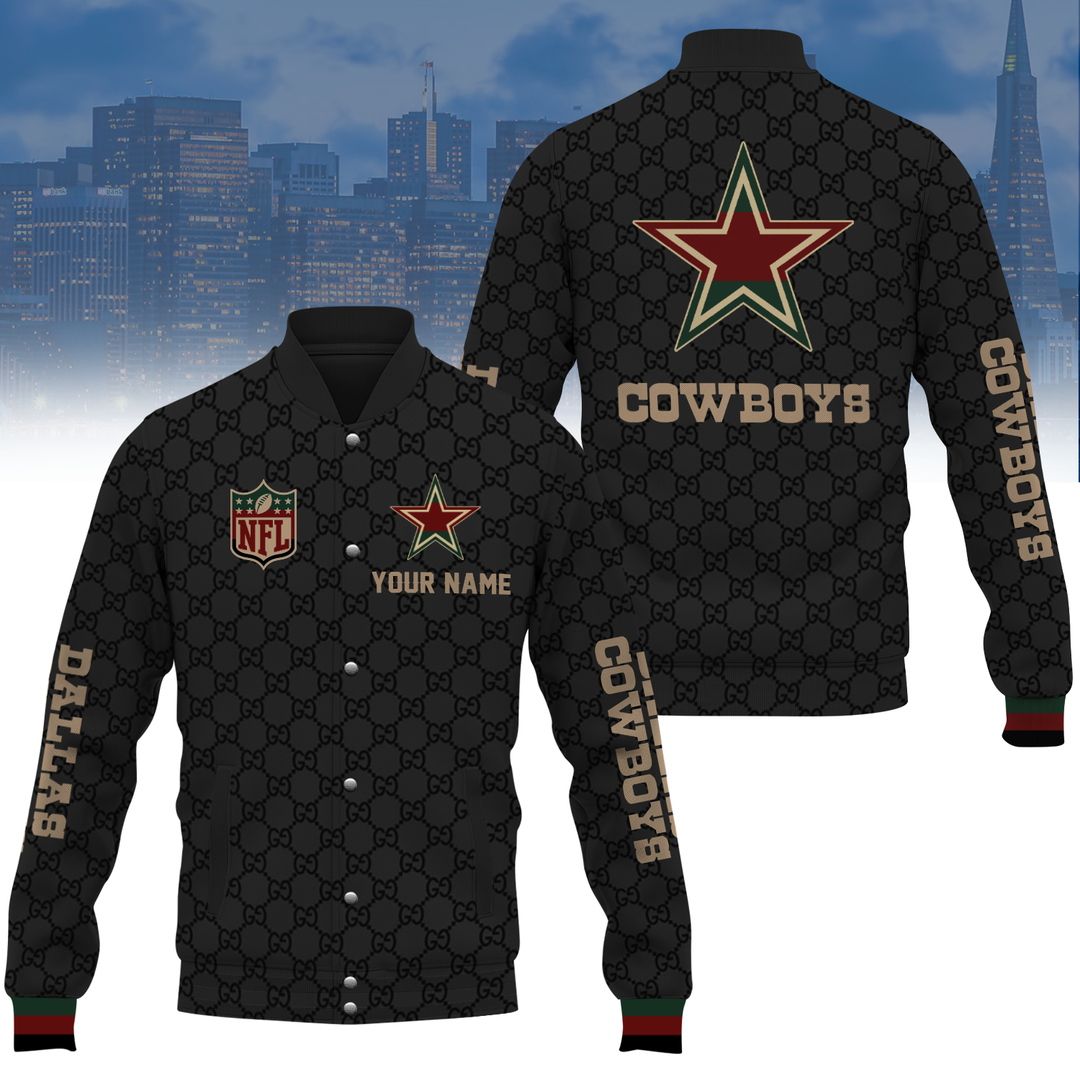 Custom Name Dallas Cowboys Mens Varsity Jacket Black