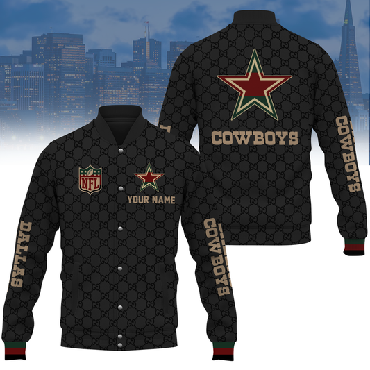 Custom Name Dallas Cowboys Mens Varsity Jacket Black