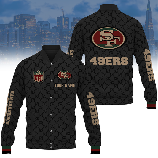 Custom Name San Francisco 49ers Mens Varsity Jacket Black