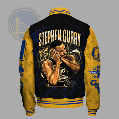 NBA Golden State Warriors Stephen Curry Night Night V2 Varsity Jacket