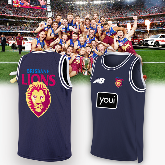 Brisbane Lions AFL Basketball Jersey Round Neck