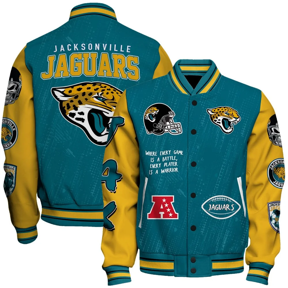 Jacksonville Jaguars National Football League Conquer Every Field Unisex Varsity Jacket