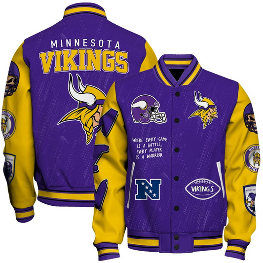 Minnesota Vikings National Football League Conquer Every Field Unisex Varsity Jacket