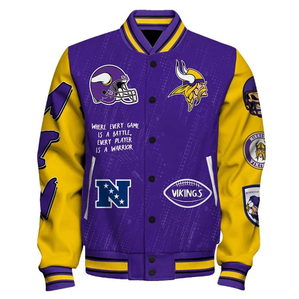 Minnesota Vikings National Football League Conquer Every Field Unisex Varsity Jacket