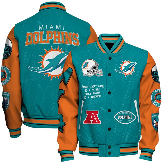 Miami Dolphins National Football League Conquer Every Field Unisex Varsity Jacket