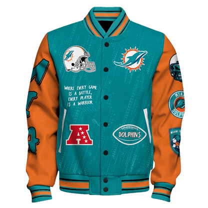 Miami Dolphins National Football League Conquer Every Field Unisex Varsity Jacket