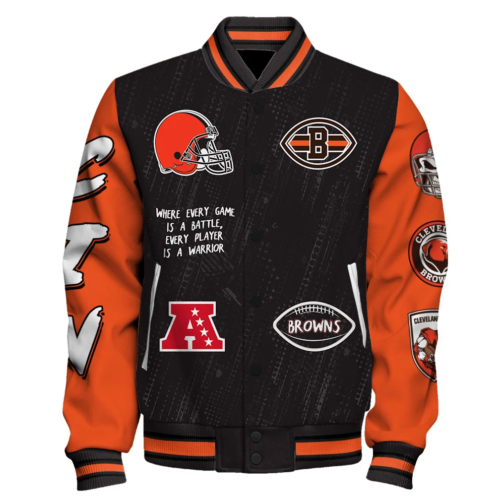 Cleveland Browns National Football League Conquer Every Field Unisex Varsity Jacket