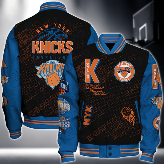 NBA NEW YORK KNICKS NATIONAL BASKETBALL ASSOCIATION VARSITY JACKET V1