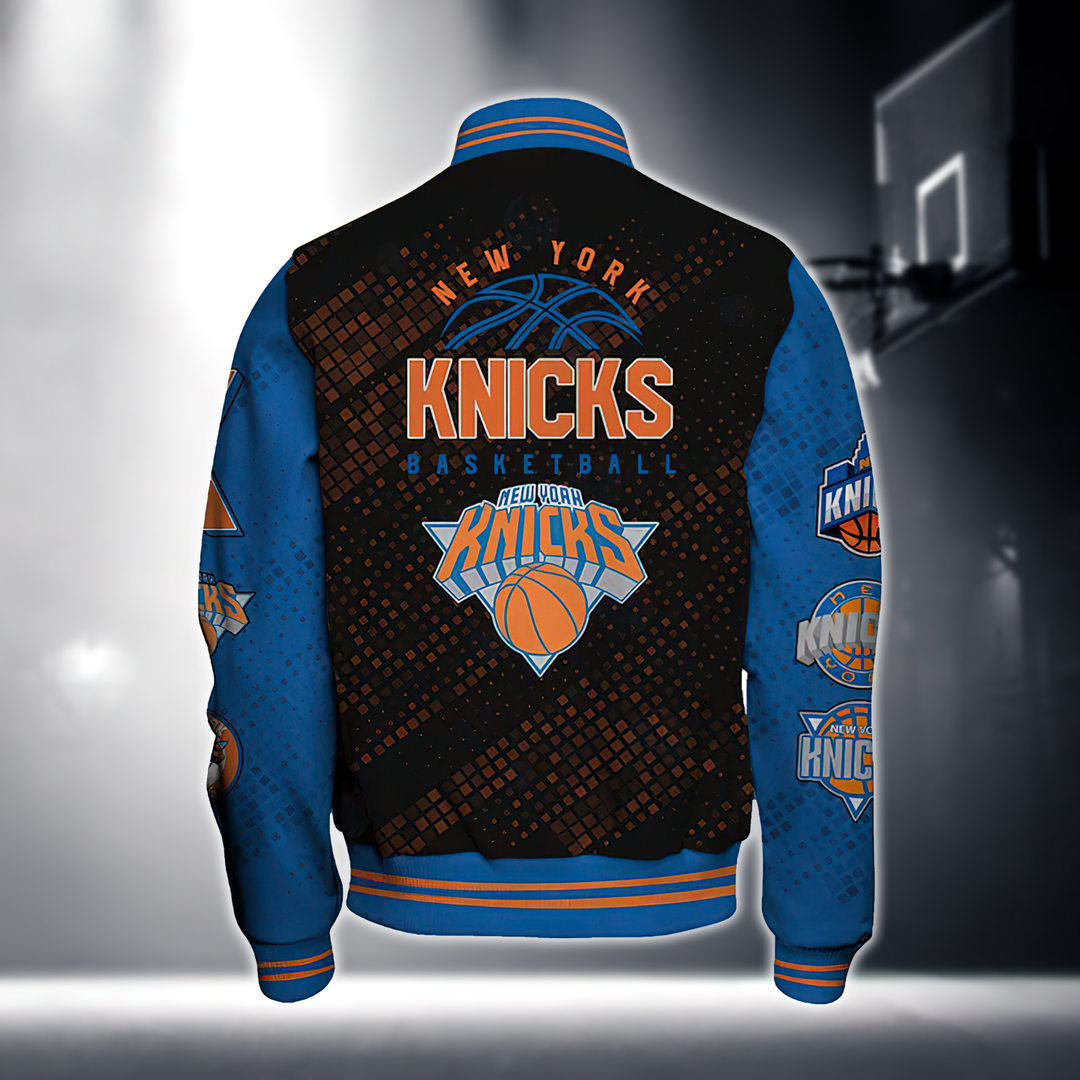 NBA NEW YORK KNICKS NATIONAL BASKETBALL ASSOCIATION VARSITY JACKET V1