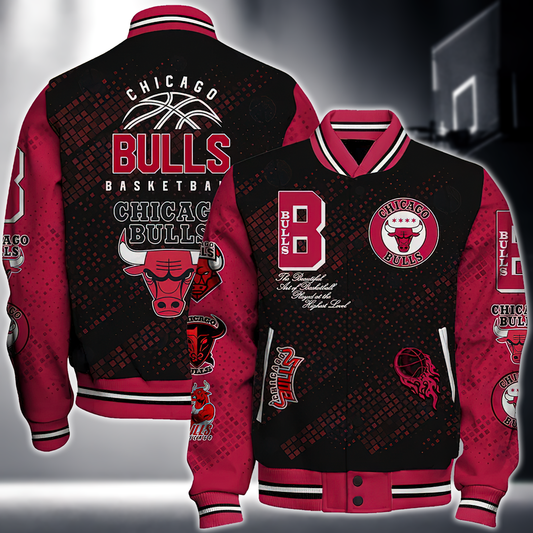 NBA CHICAGO BULLS NATIONAL BASKETBALL ASSOCIATION VARSITY JACKET V3