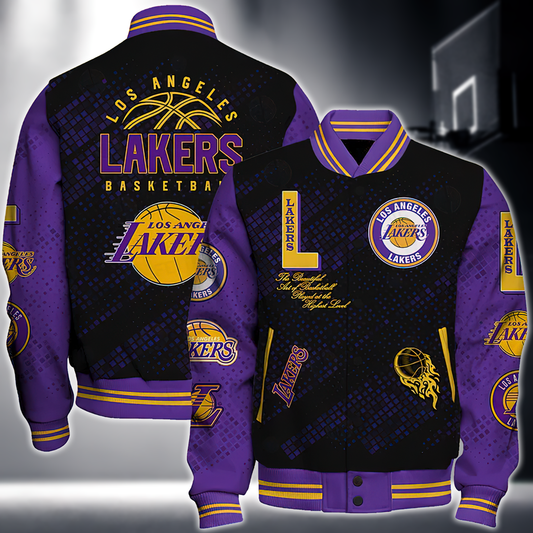 NBA LOS ANGELES LAKERS NATIONAL BASKETBALL ASSOCIATION VARSITY JACKET V1