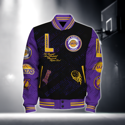 NBA LOS ANGELES LAKERS NATIONAL BASKETBALL ASSOCIATION VARSITY JACKET V1