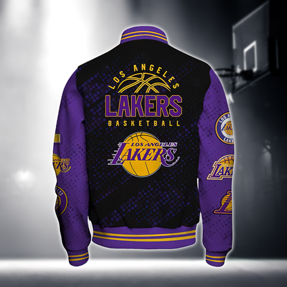 NBA LOS ANGELES LAKERS NATIONAL BASKETBALL ASSOCIATION VARSITY JACKET V1