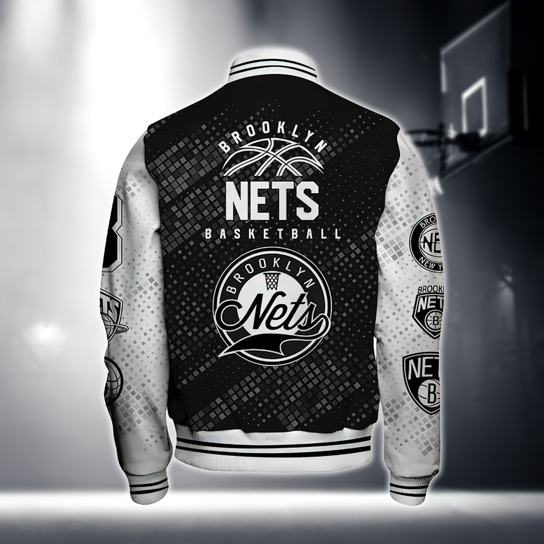 NBA BROOKLYN NETS NATIONAL BASKETBALL ASSOCIATION VARSITY JACKET V2