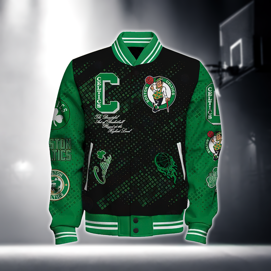 NBA BOSTON CELTICS NATIONAL BASKETBALL ASSOCIATION VARSITY JACKET V2