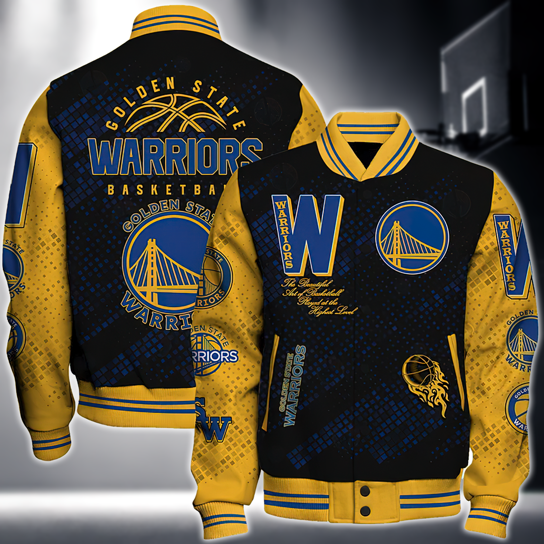 NBA GOLDEN STATE WARRIORS NATIONAL BASKETBALL ASSOCIATION VARSITY JACKET V1
