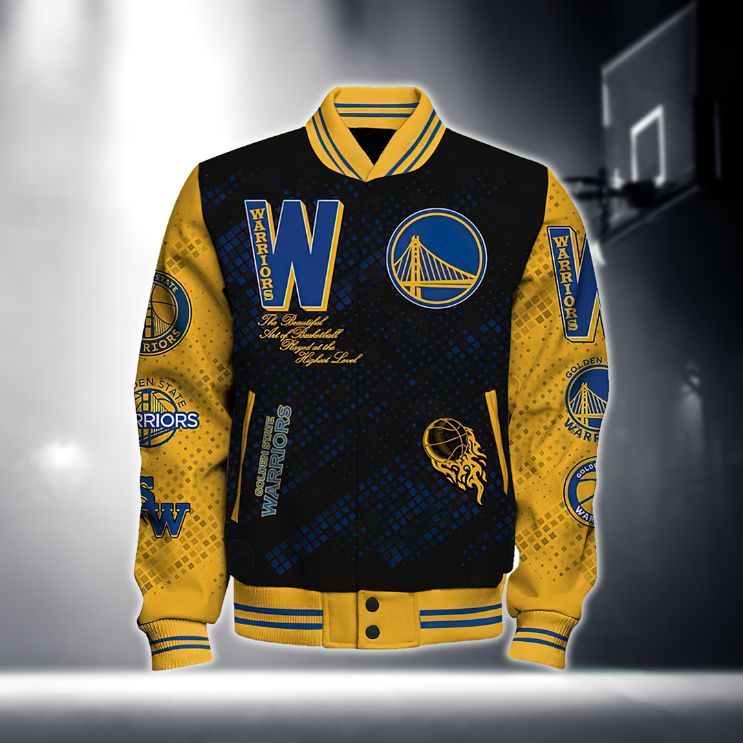 NBA GOLDEN STATE WARRIORS NATIONAL BASKETBALL ASSOCIATION VARSITY JACKET V1