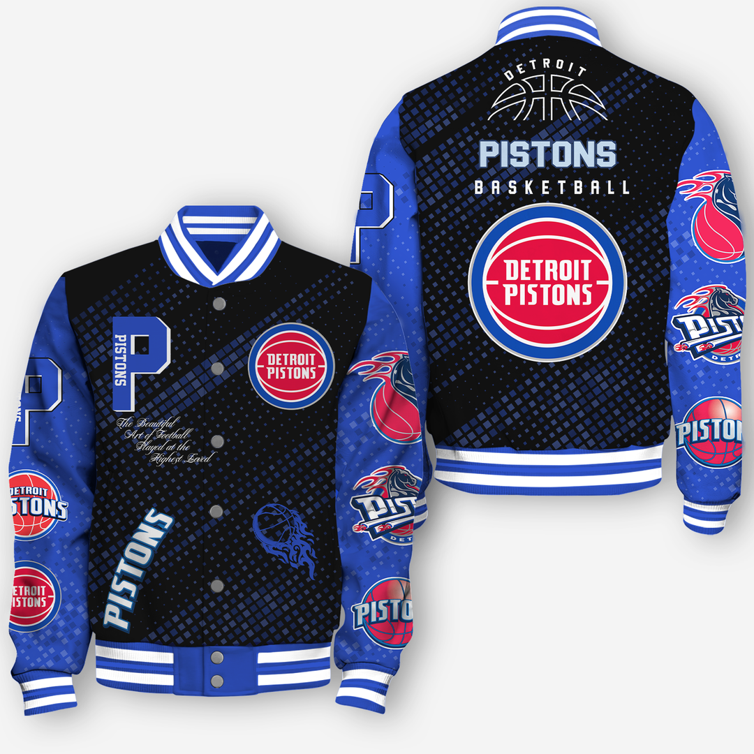 NBA Detroits Pistons NATIONAL BASKETBALL ASSOCIATION VARSITY JACKET V2