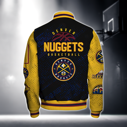 NBA DENVER NUGGETS NATIONAL BASKETBALL ASSOCIATION VARSITY JACKET V1