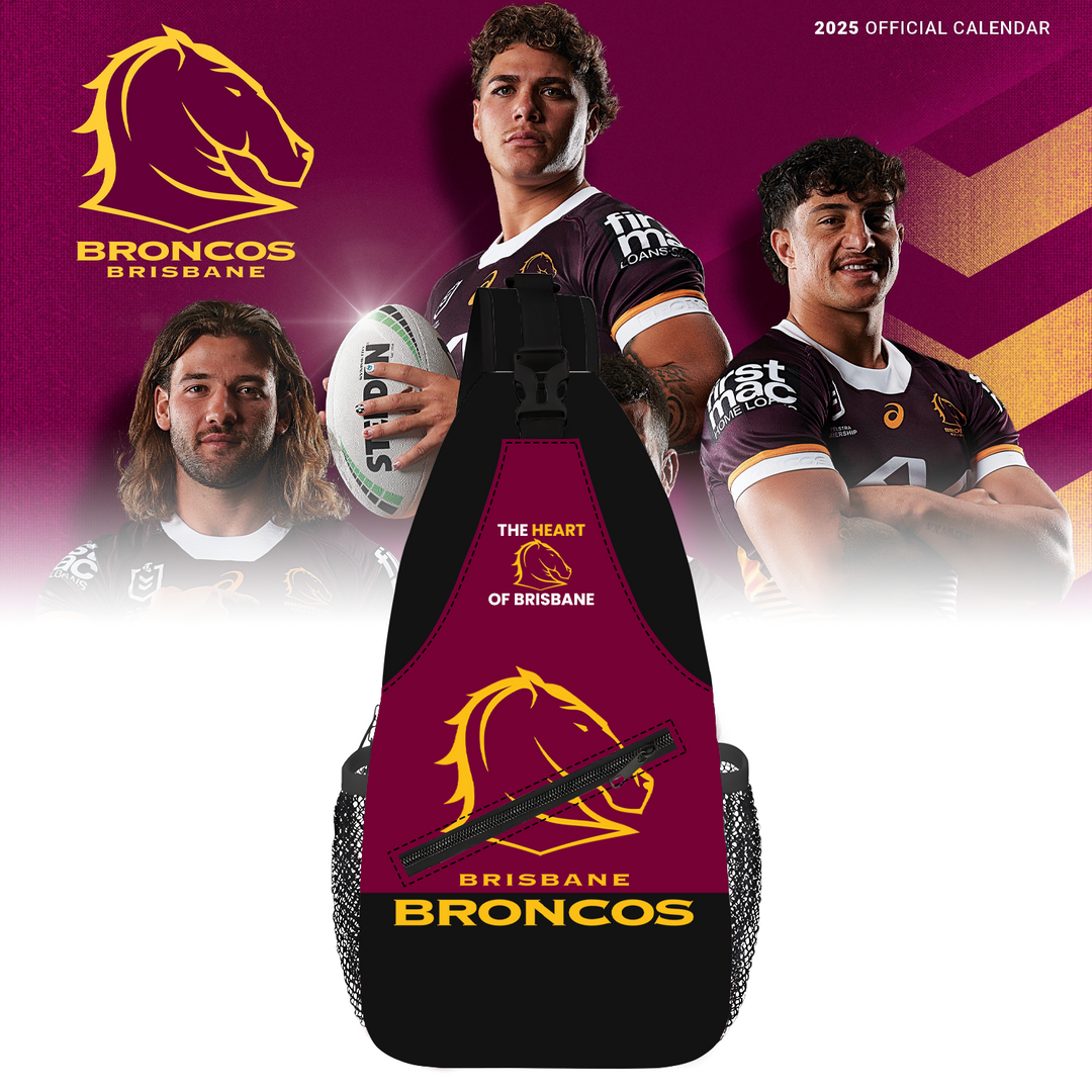 Brisbane Broncos NRL Crossbody Bag And Cap TM NTA V1