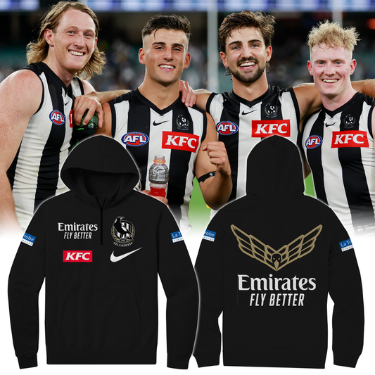 Collingwood Football Club TM AFL Season 2025 V1 Quarter Zip Hoodie