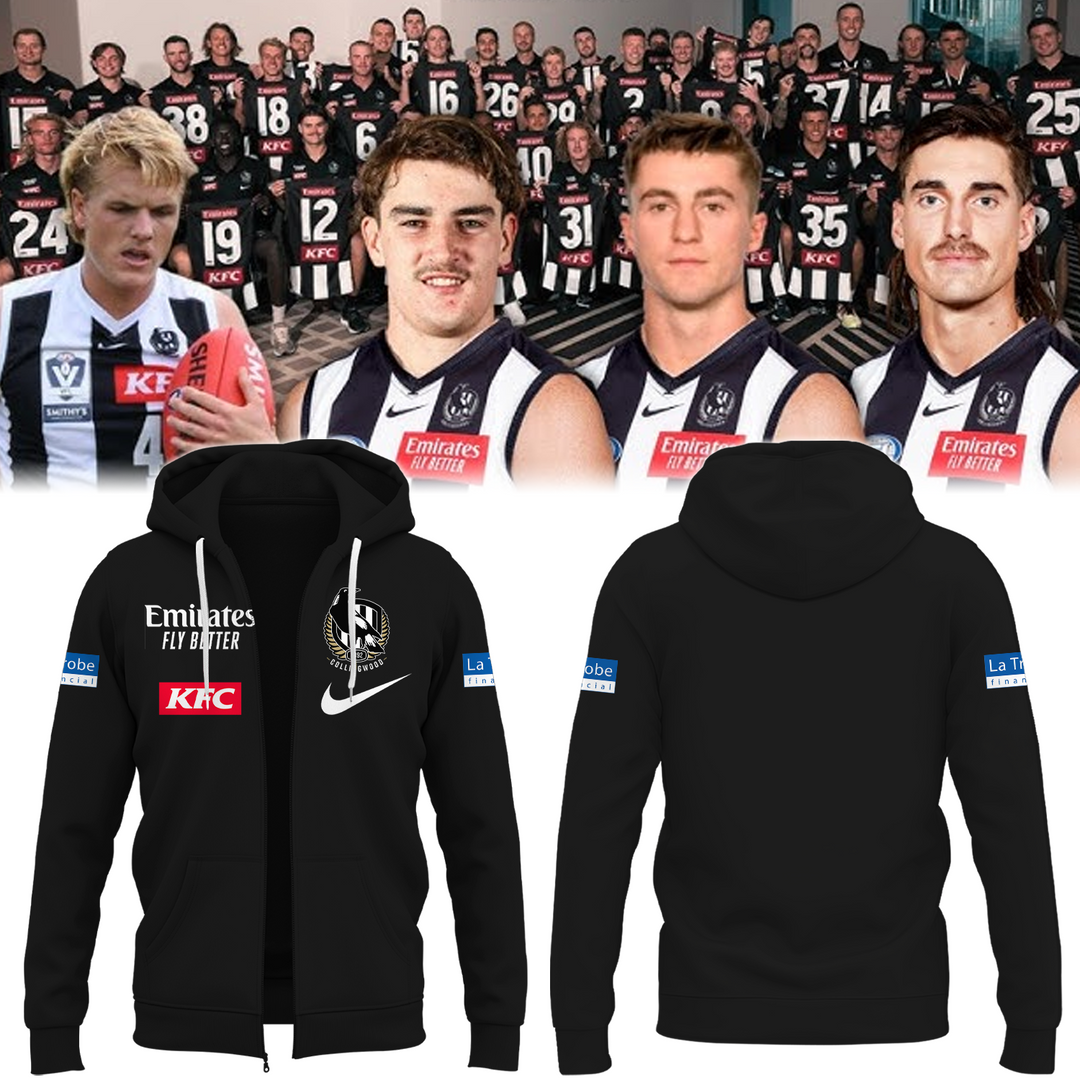 Collingwood Football Club TM AFL Season 2025 V2 Zip Hoodie