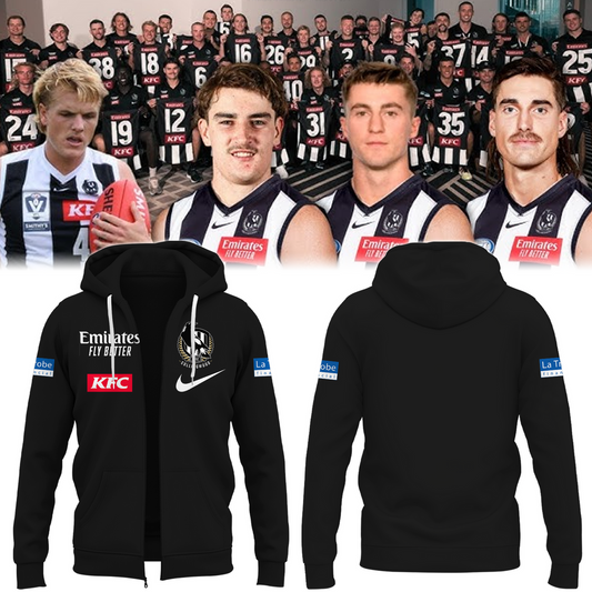 Collingwood Football Club TM AFL Season 2025 V2 Zip Hoodie