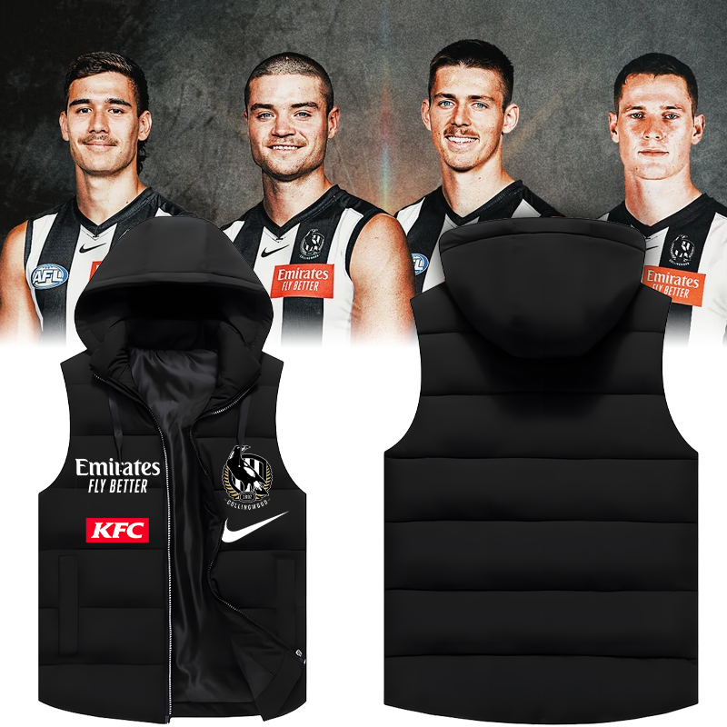 Collingwood Football Club TM AFL Season 2025 V2 Hooded Vest