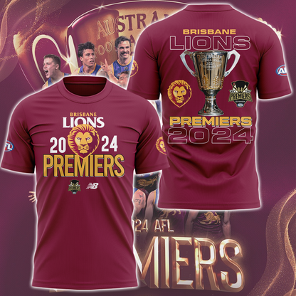 Brisbane Lions AFL Premiers 2024 Limited Edition V4 T-shirt