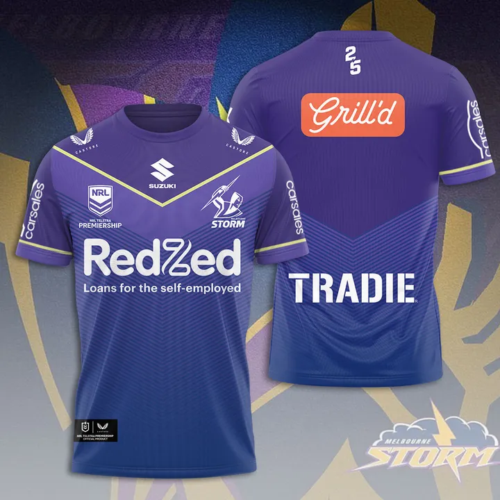 Melbourne Storm NRL 2025 Limitted Edition T-Shirt TM - You will save more when you buy the clothes and hat combo V13