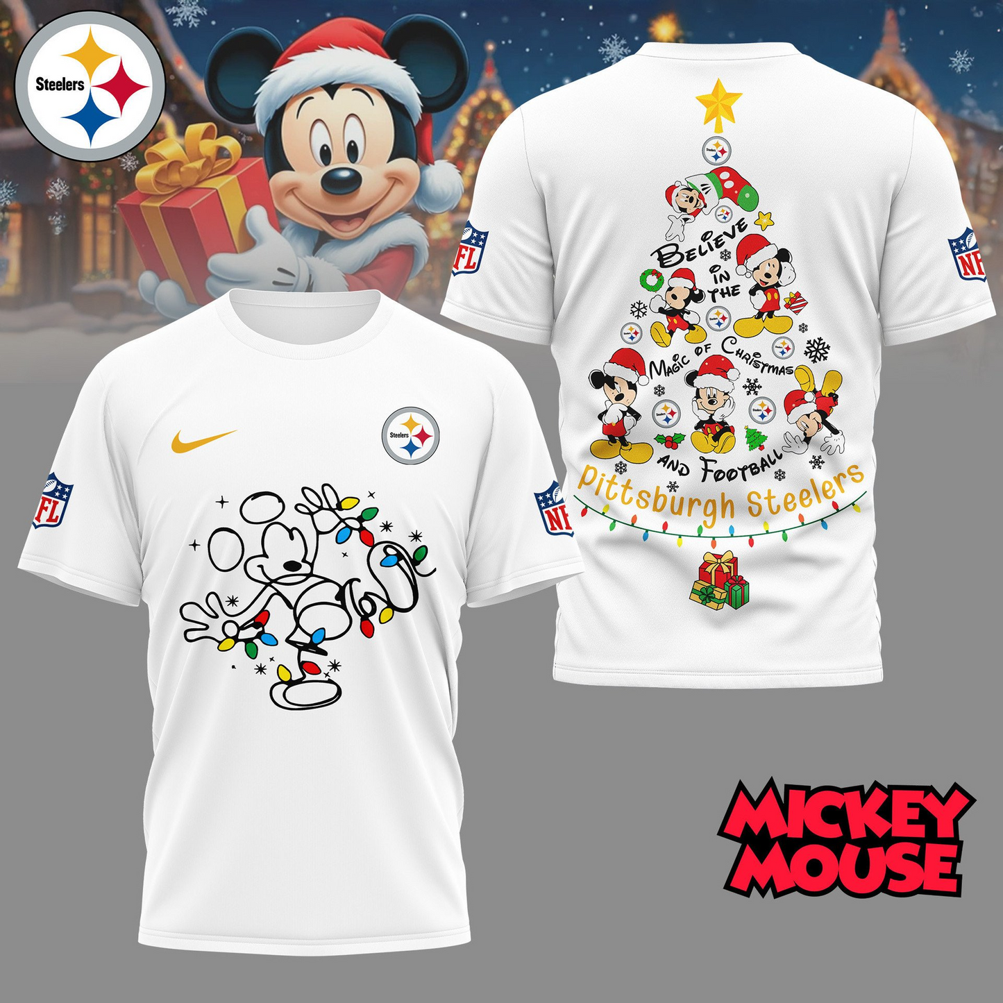 PS Premium NFL Mickey Mouse Christmas 3D Shirt DDT CTND