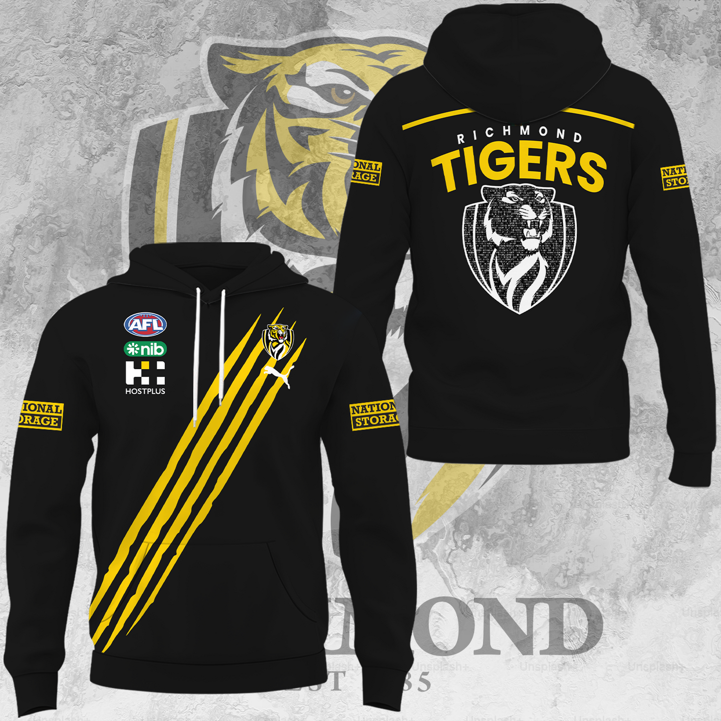 Richmond Football Club AFL Tigers Limited Edition Hoodie TM V1