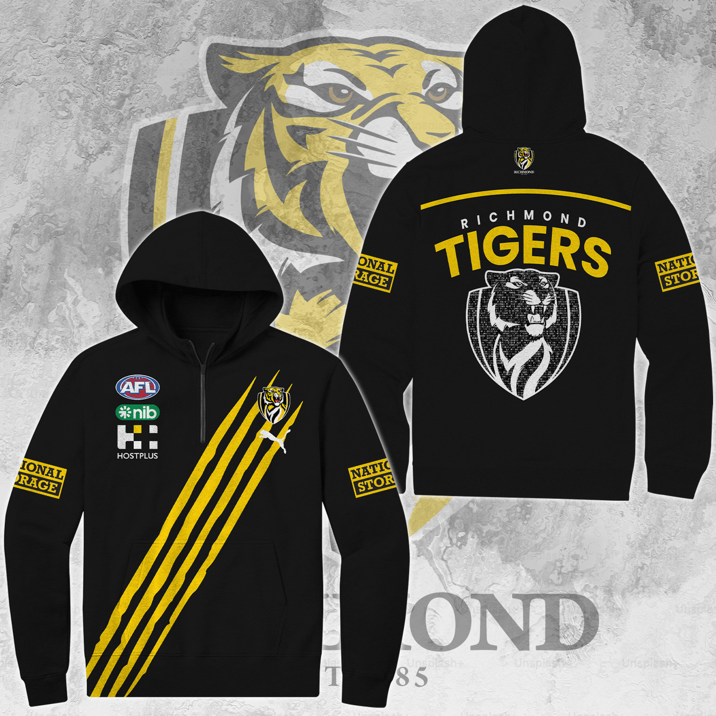 Richmond Football Club AFL Tigers Limited Edition Quarter Zip Hoodie TM V1