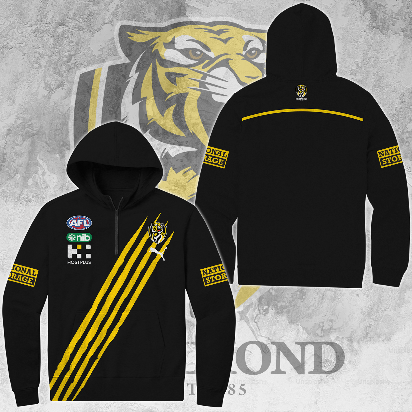 Richmond Football Club AFL Tigers Limited Edition Quarter Zip Hoodie TM V2