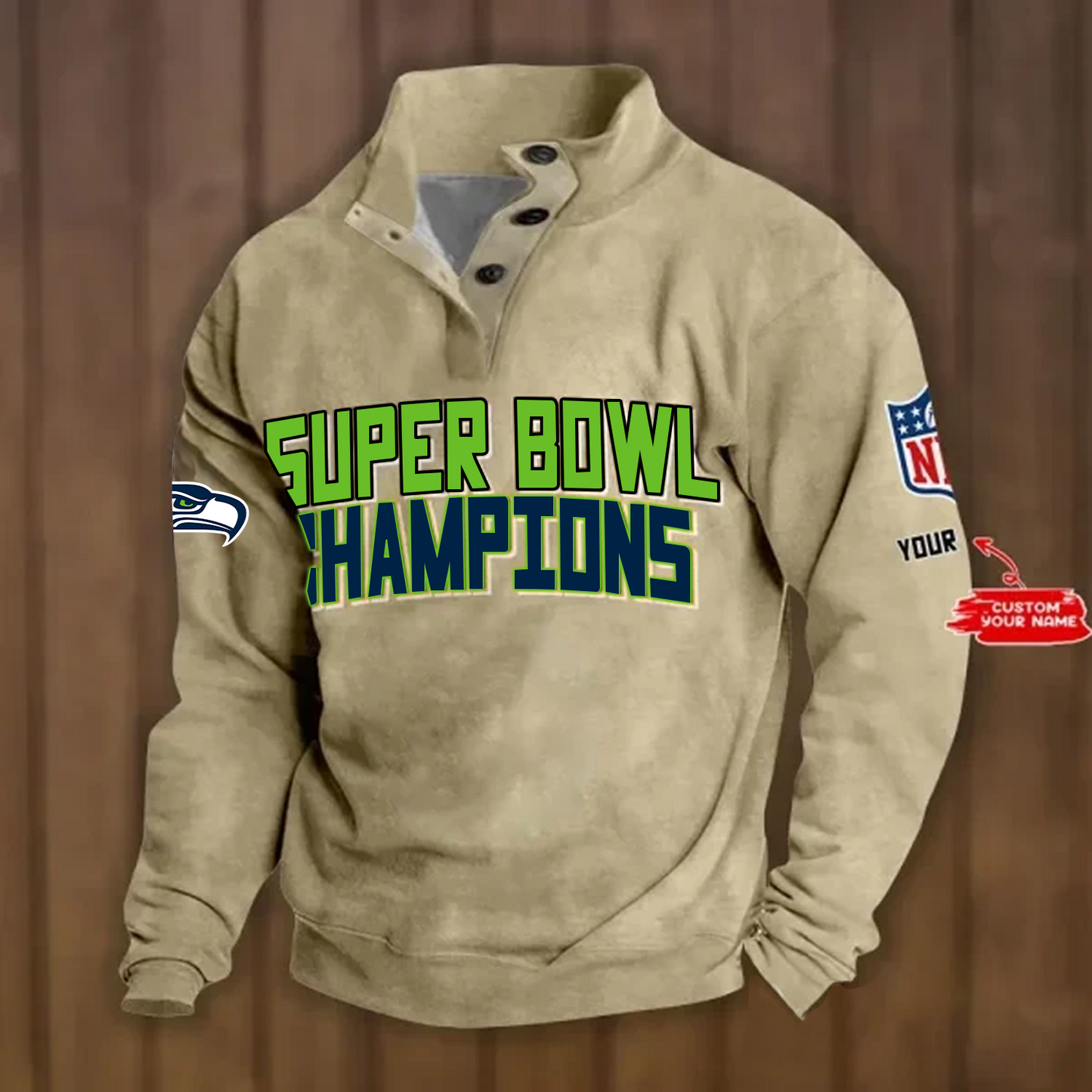 SEA x NFL Double Breasted Stand Collar Hoodies DATND TANTD