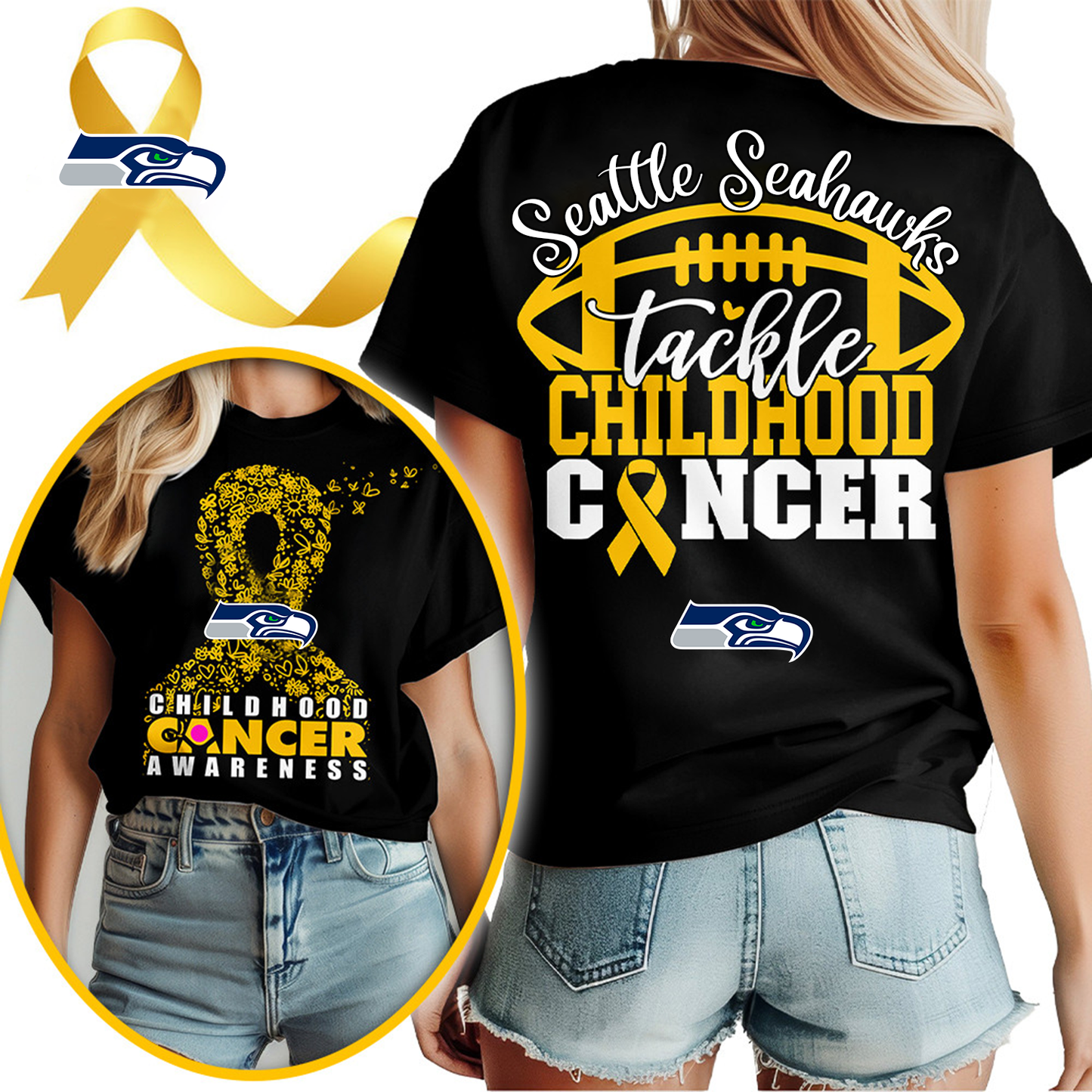 SEA X NFL Premium Childhood Cancer Awareness Month 3D Shirt DatND ThuongNH