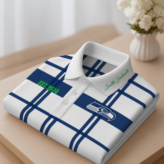 SEA X Premium NFL New Polo Long Sleeve V1 NAK NHT