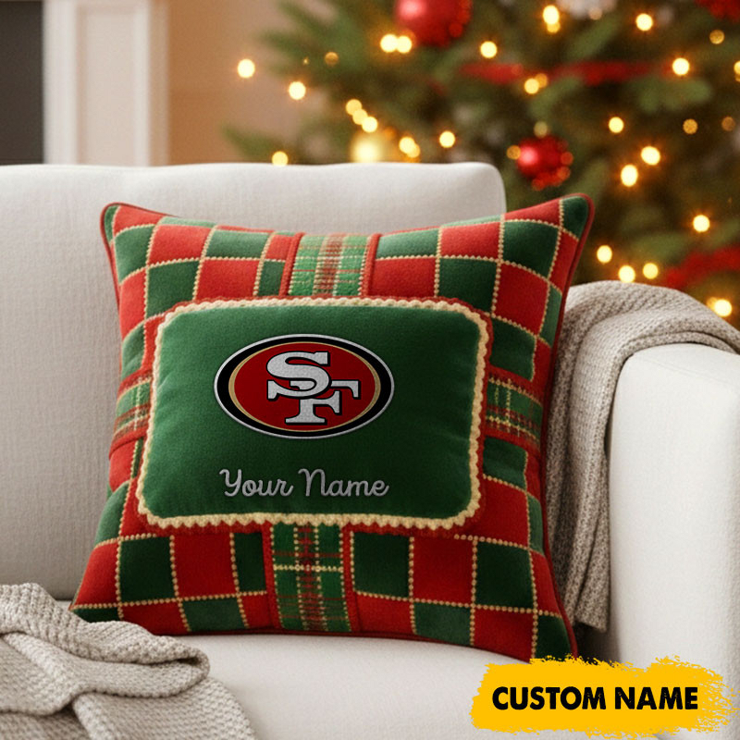 SF x NFL Christmas New Square Pillow DatND DVT