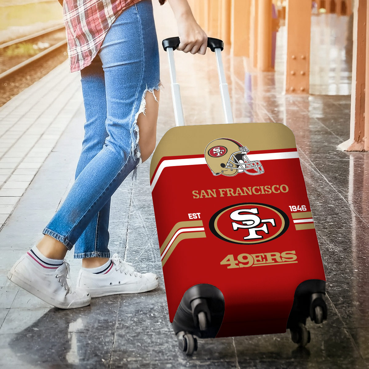 SF49 NFL Luggage Cover Suitcase Protector DDT NTL