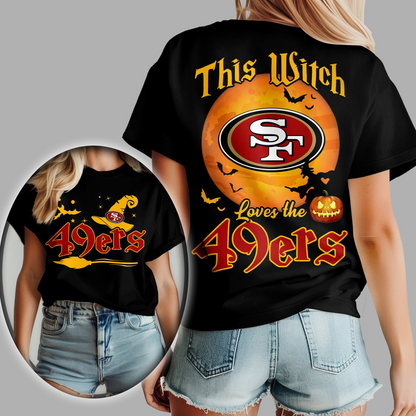SF49 Premium NFL Halloween Witch Women Shirt DDT CTND