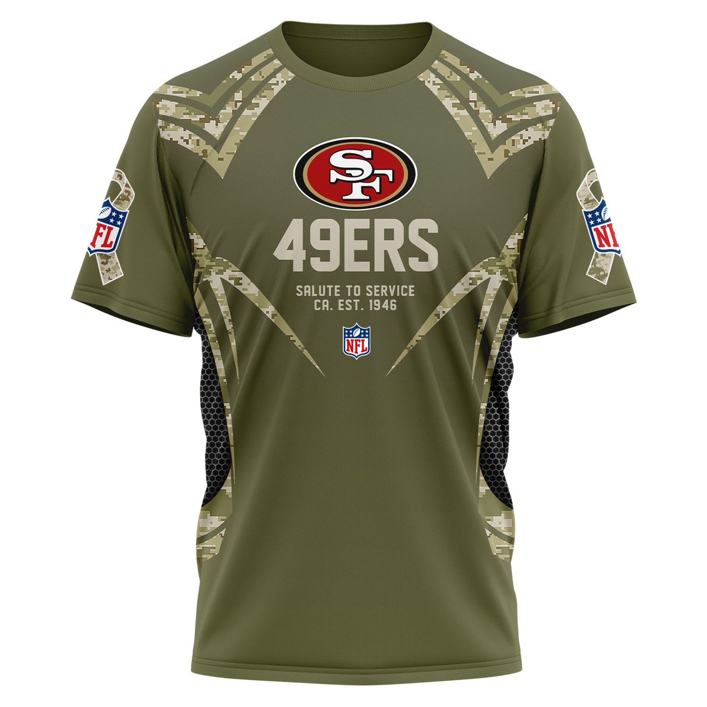 SF49 Premium NFL Salute to Service Camo 3D Shirt DDT CTND