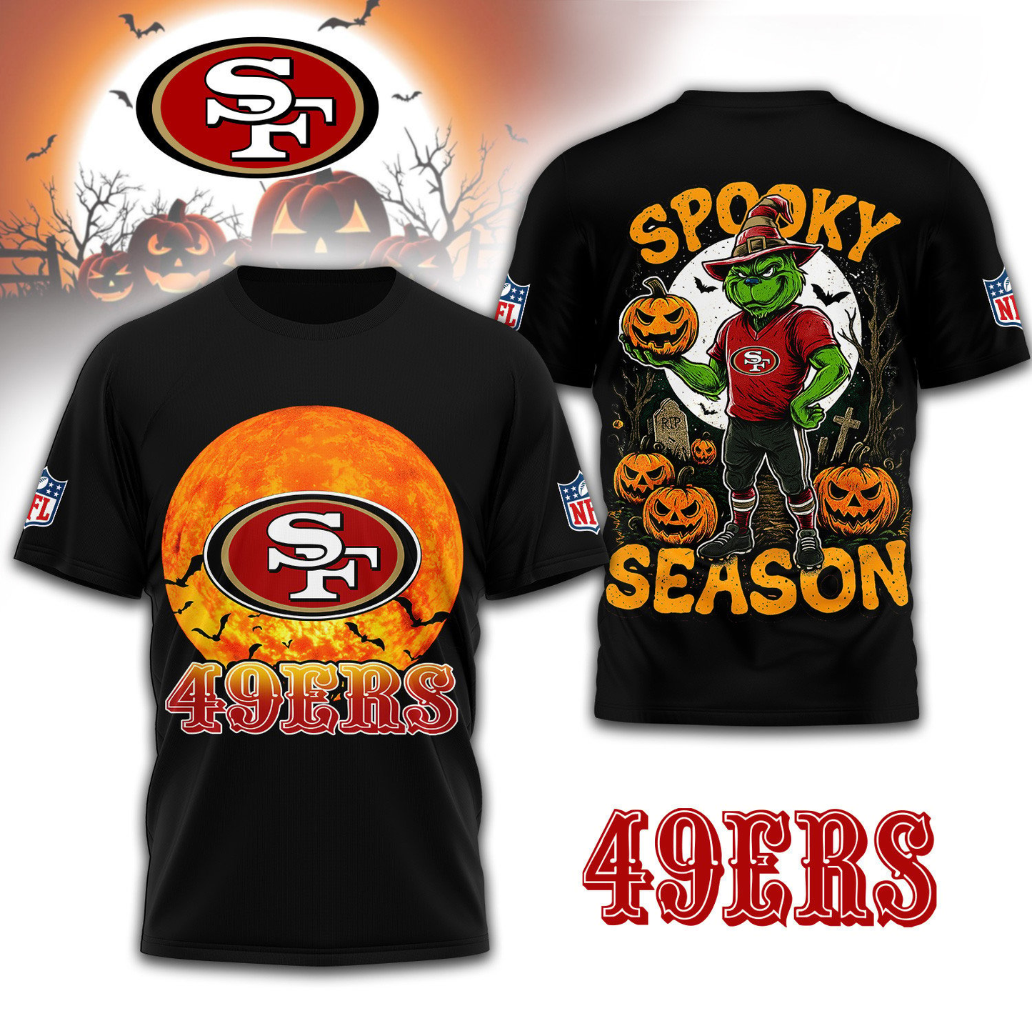 SF49 Premium NFL Spooky Season 3D Shirt DDT CTND
