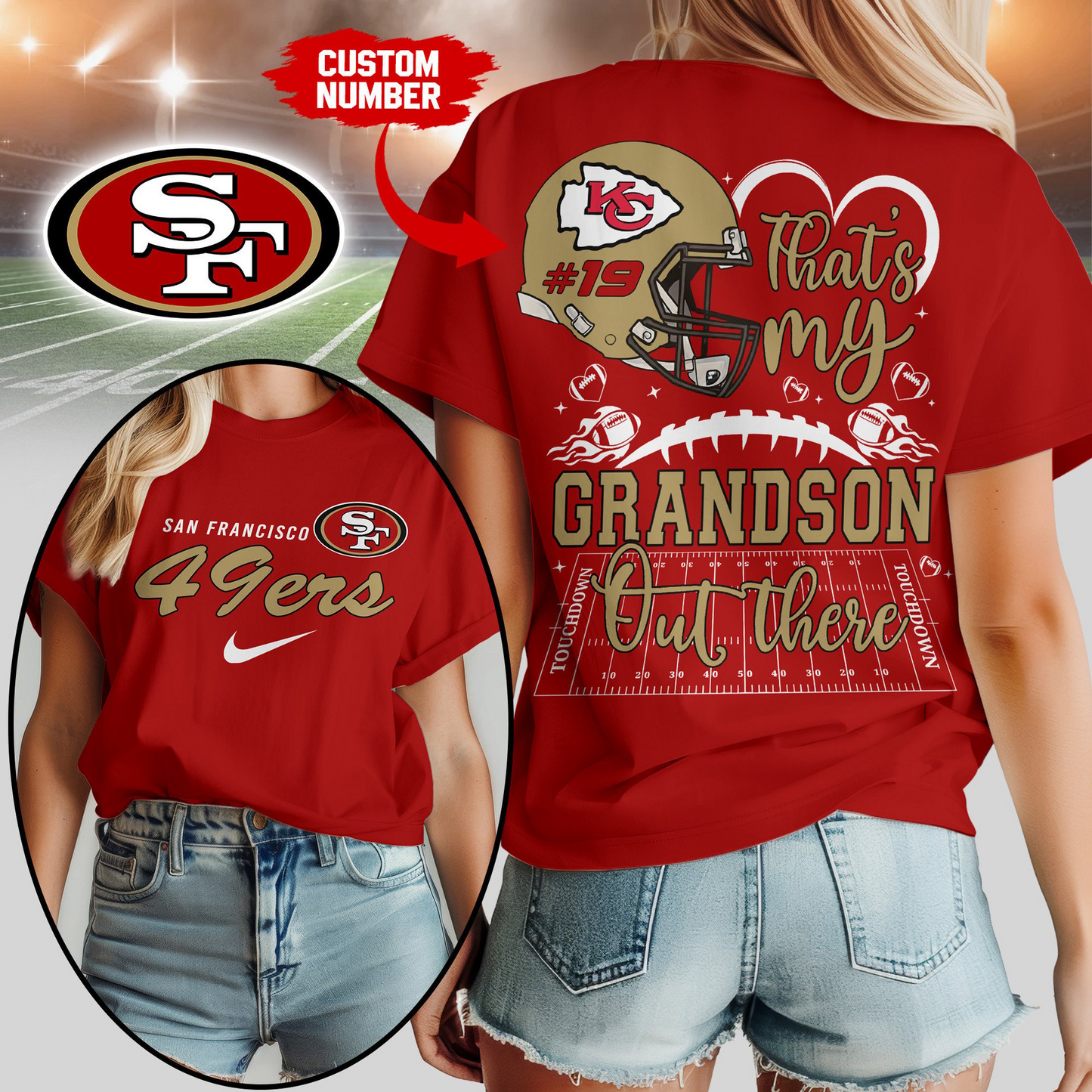 SF49 Premium NFL That My Grandson Out There Shirt DDT NTL