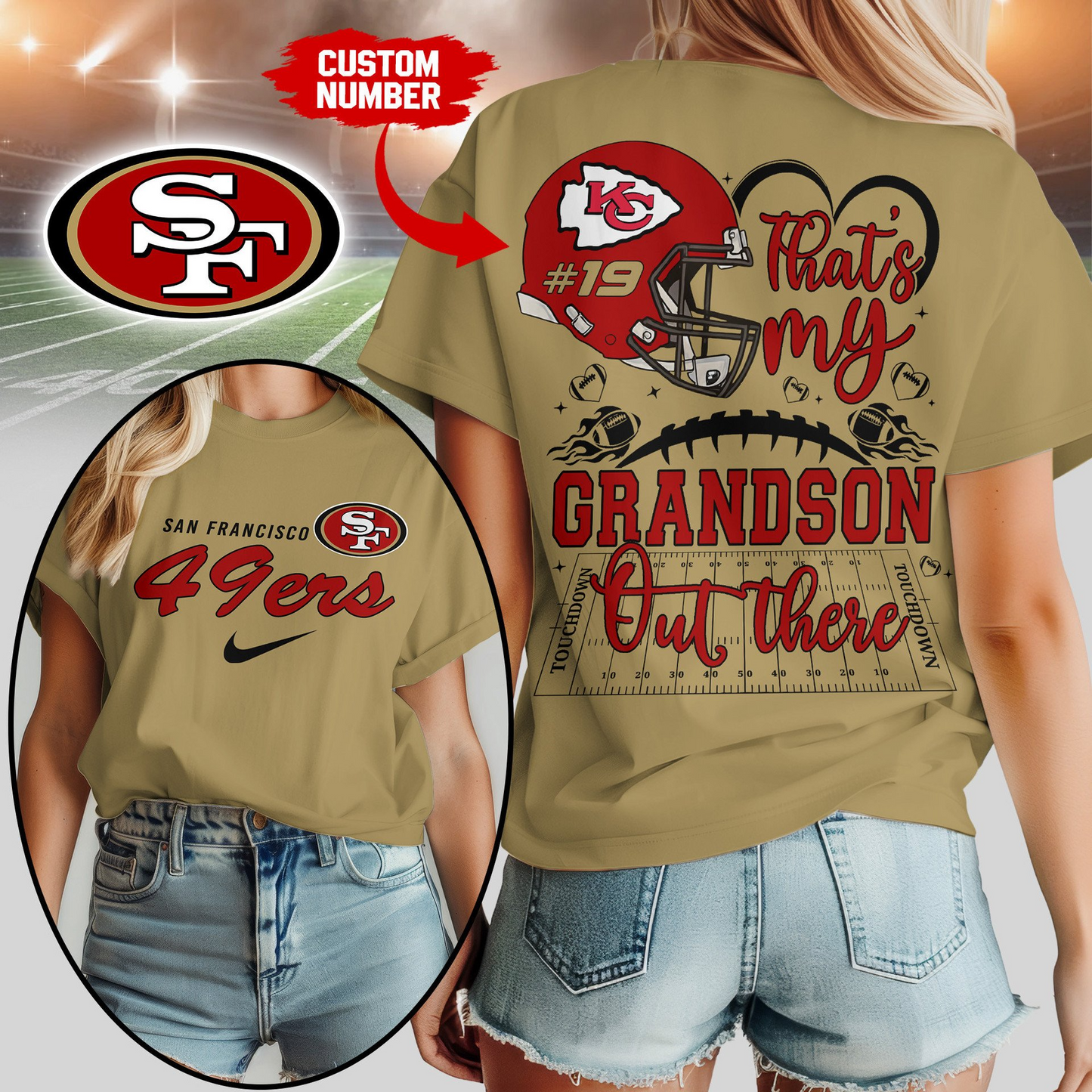SF49 Premium NFL That My Grandson Out There Shirt DDT NTL